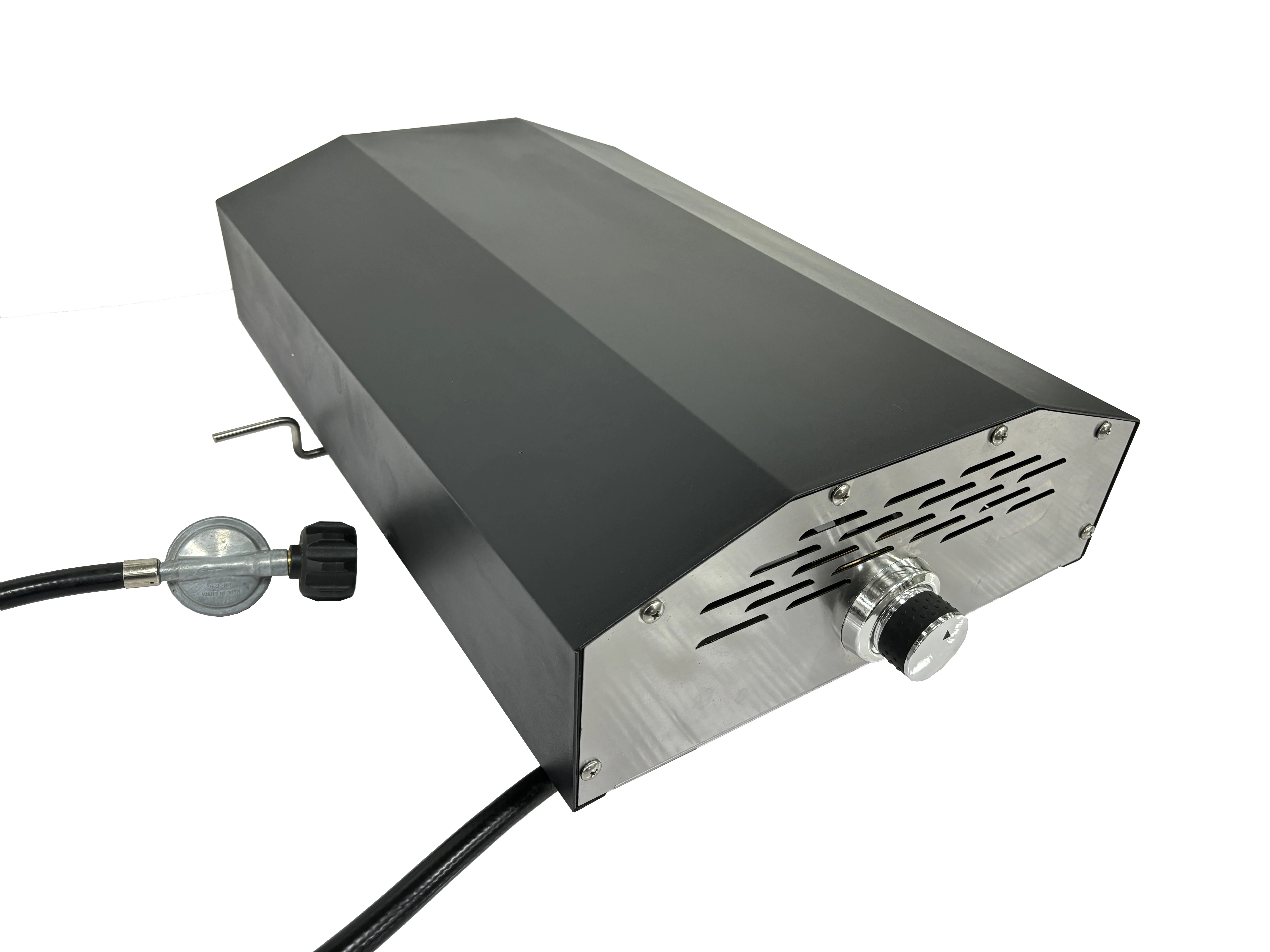 Square Gas Pizza Oven with Manual Gear with Regulator and Hose Withoout door Black Coating Iron with Control Knob