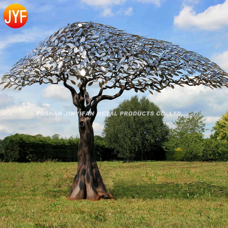ZZ28 Stainless Steel Metal Yard Laser Leaf Artwork Statue Sculpture Large Yard Statues For Garden Near Me