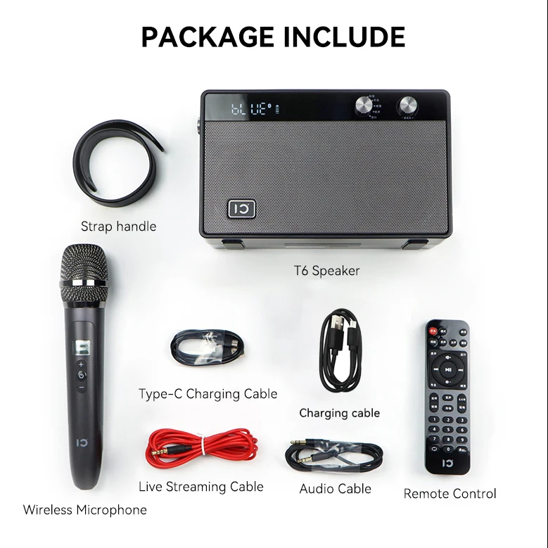 SHIDU Mini Size Portable Party Speaker T6 30 Watts 3 Inch High End Home Hi-Fi Speaker High Quality Bluetooth Karaoke Speaker