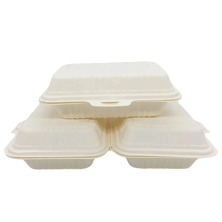 Certificated Biodegradable Food Grade ECO Friendly Takeaway Sugarcane Bagasse Clamshell Box For Lunch