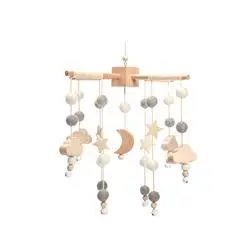 Hand-made Natural Beech Felt Baby Crib Mobile Toy Set Stars and Moon Bedbells in a Variety of Colors for Baby Crib Mobile