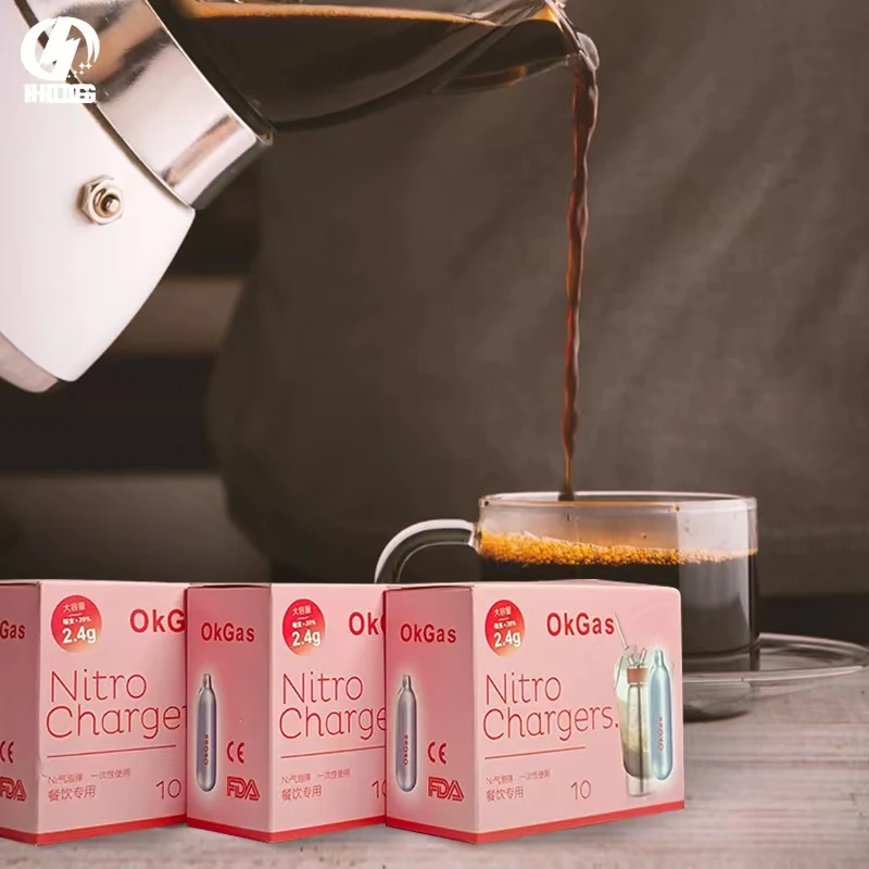 USA Stock Food Grade Aluminum Nitrogen Cartridges N2 Charger Cartridge 50 Pack For Nitro Cold Brew Coffee Dispenser