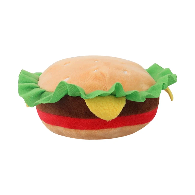 Fast Food Lunch Pack Design Soft Stuffed Plush Dog Pet Squeaky Toys for Chewing