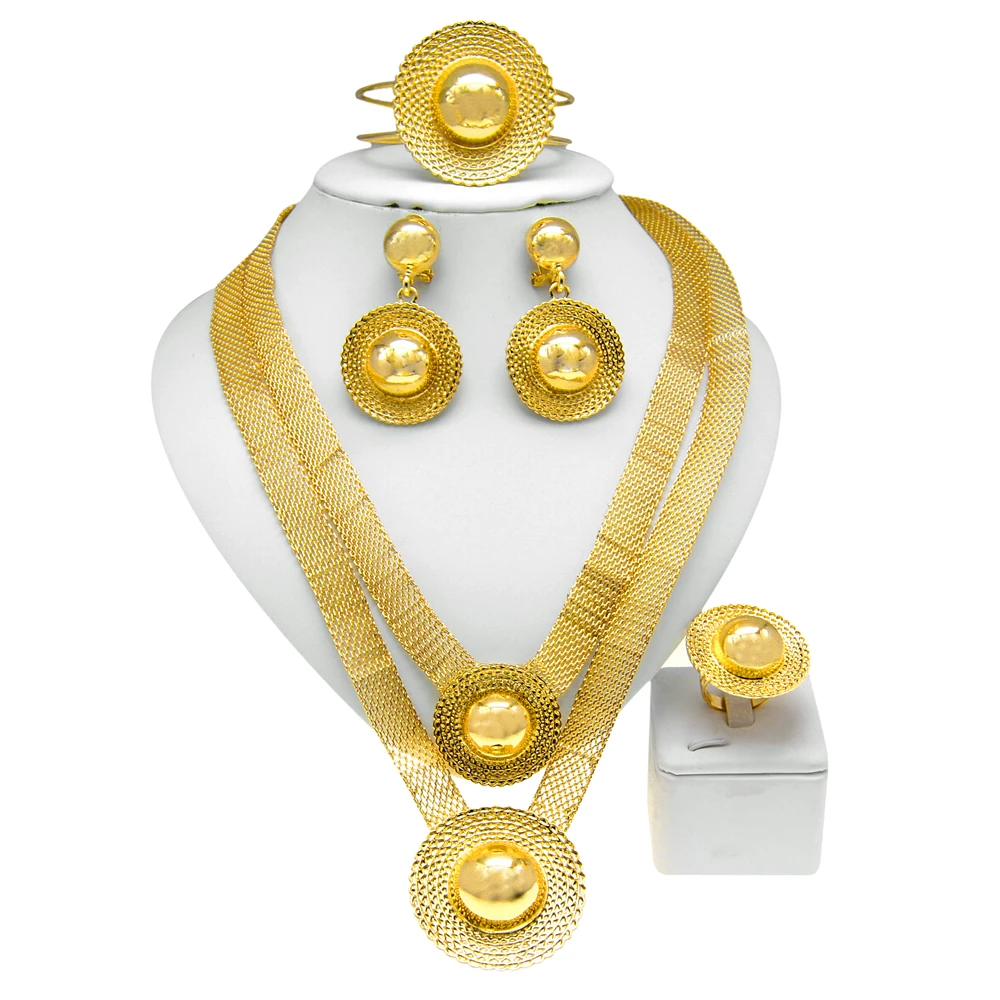 Zhuerrui Ethiopian Italian Gold Design Jewelry Set Hat Double Necklace Jewelry Set Women Party Dating Gifts Jewellery Set H00244