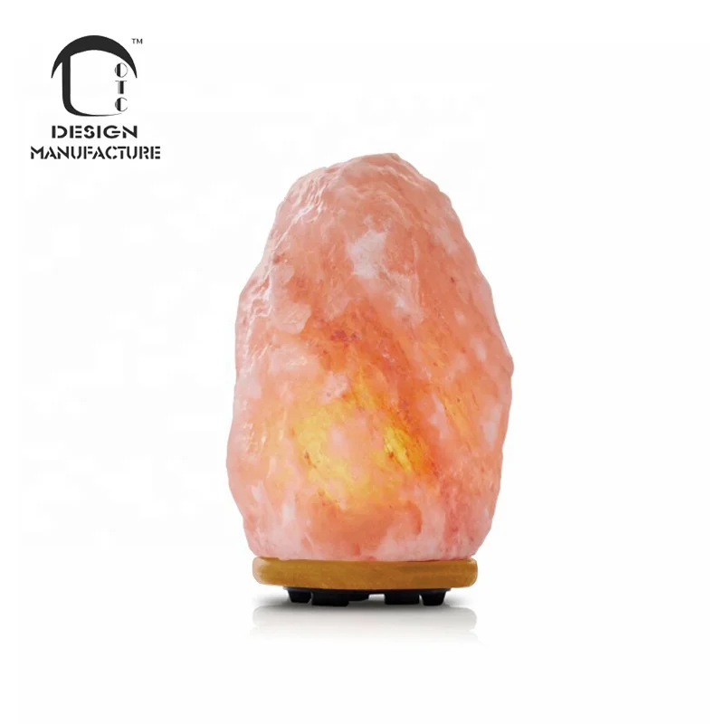 wholesale good quality hotel pure and natural pink Himalayan salt lamp with wooden base