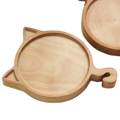 Carton household beech wood plate for kid burger wood plate breakfast bread snack cheese children wooden plate