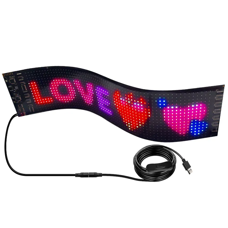 App Control Programmable Flexible LED Display Board Soft LED Car Sign Panel Smart LED Strip Car Sign Led Matrix Panel for car