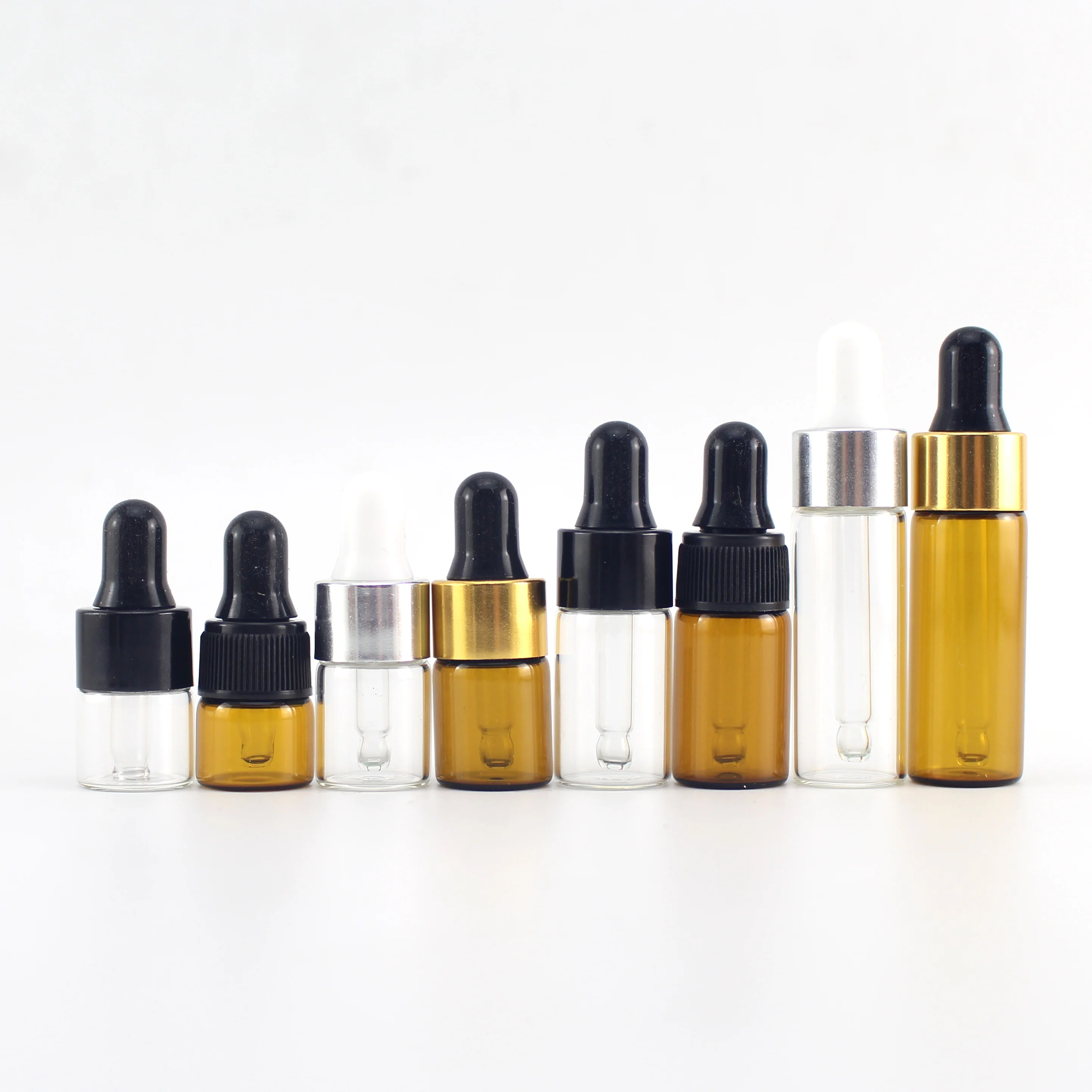 in stock 1ml 2ml 3ml 5ml frosted clear glass dropper bottle mini sample tester bottle glass vial with rose gold dropper cap