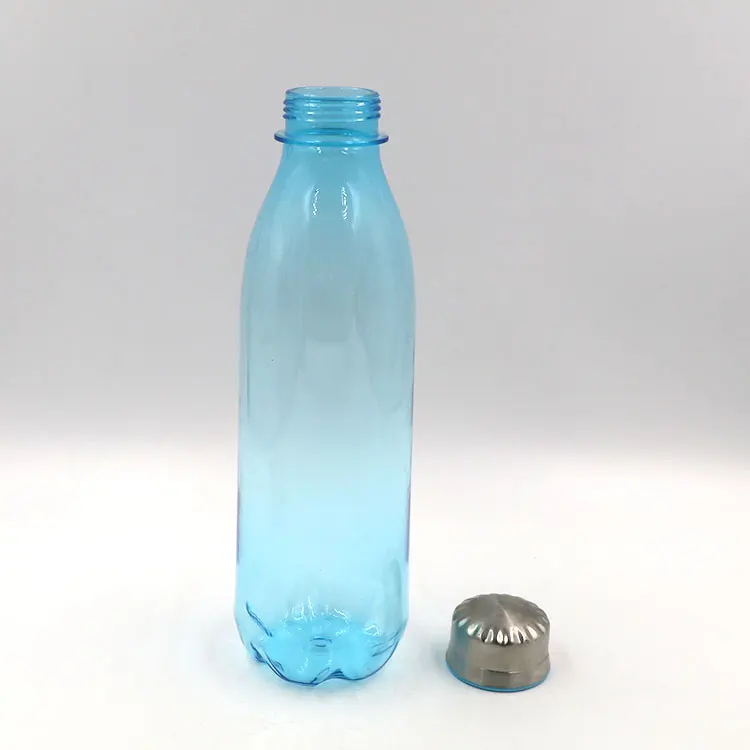 Real Bpa free pet plastic waterbottle with stainless steel cap