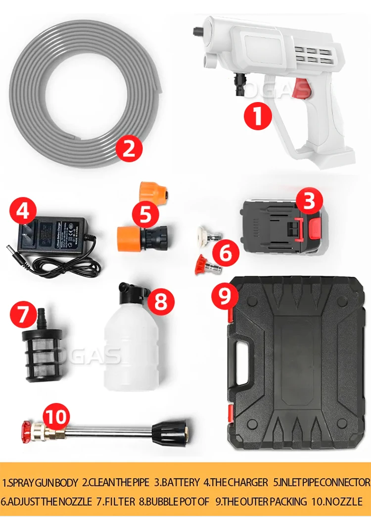 OGAS 500W 48V Electric High Pressure Car Washer car wash water gun foam Cleans Cars Fences&Patios