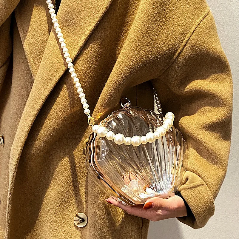 Acrylic shell box wholesale clear handbags bags for girls handbags bolsos para mujer clutch hand bag