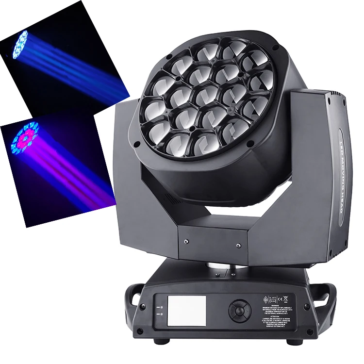 Zoom wash 19 x 15w beam led moving head big bee eye with pixel led control k10