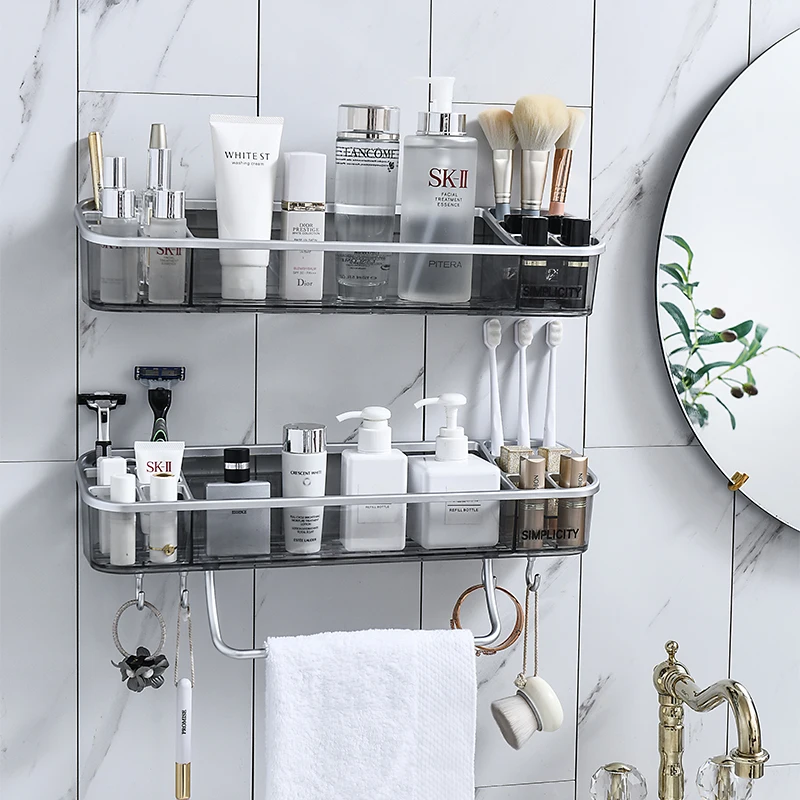 Bathroom Rack Toilet Wall-mounted Punch-free Washstand Toilet Tripod Bath Plastic Towel Storage Rack