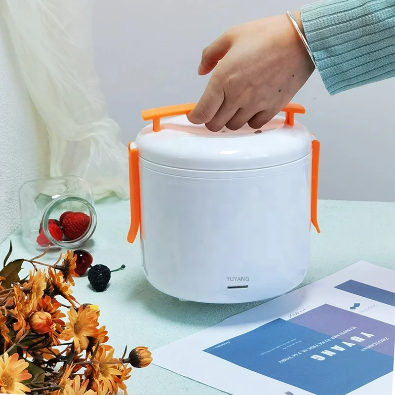 New Round Shaped Leakproof 304 Stainless Steel Thermal Electric 12V 24V Car Lunch Box 2in1 Electric Heatd Food Warmer Portable