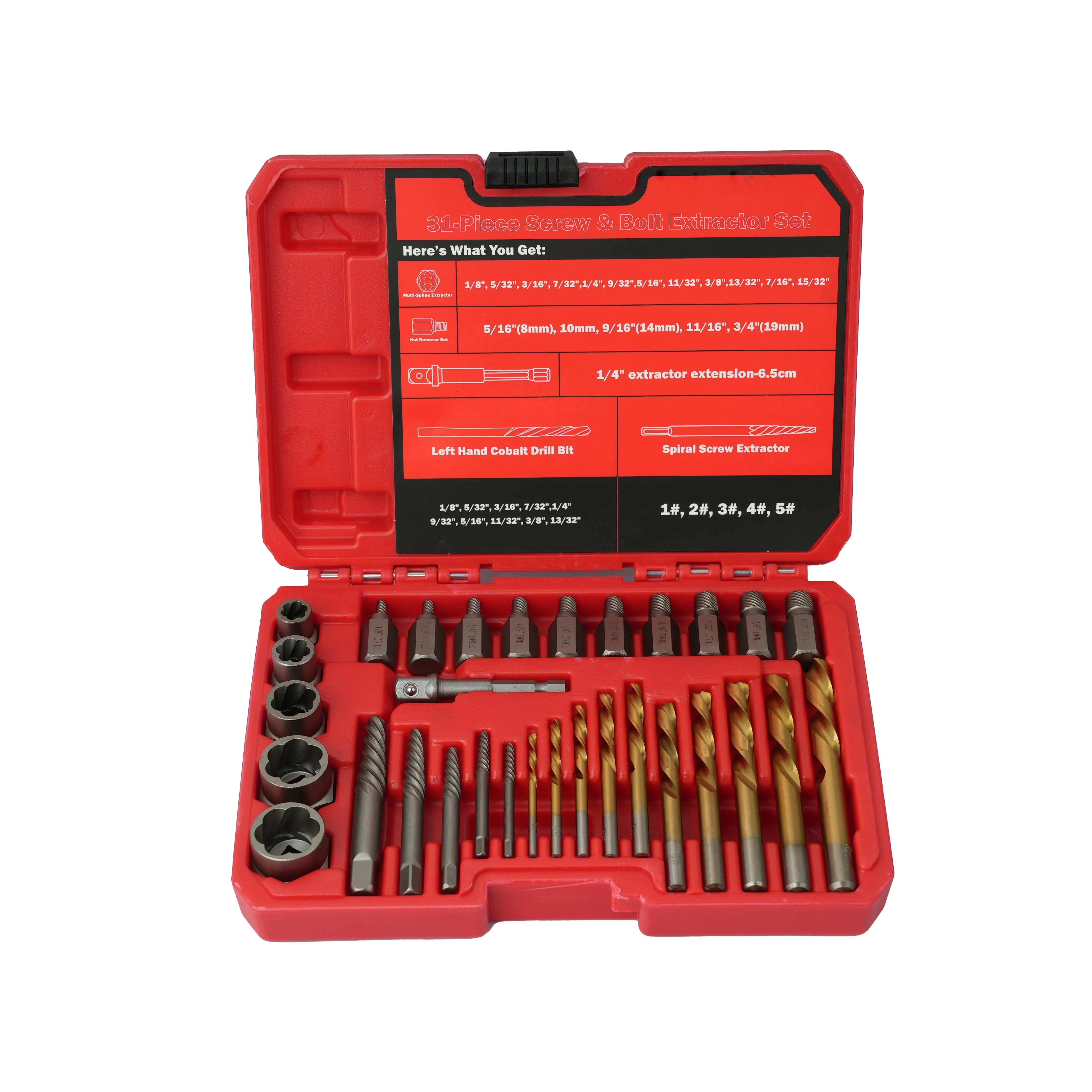 31-Piece Screw&Bolt Extractor Set  Impact Remover Socket Set with Hex Adapter for damaged bolt and Nut Remover