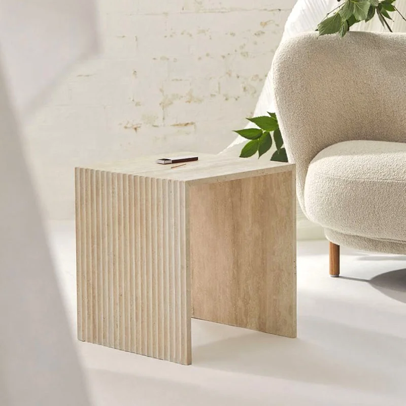 Modern design living room low height square rectangle natural stone travertine coffee table