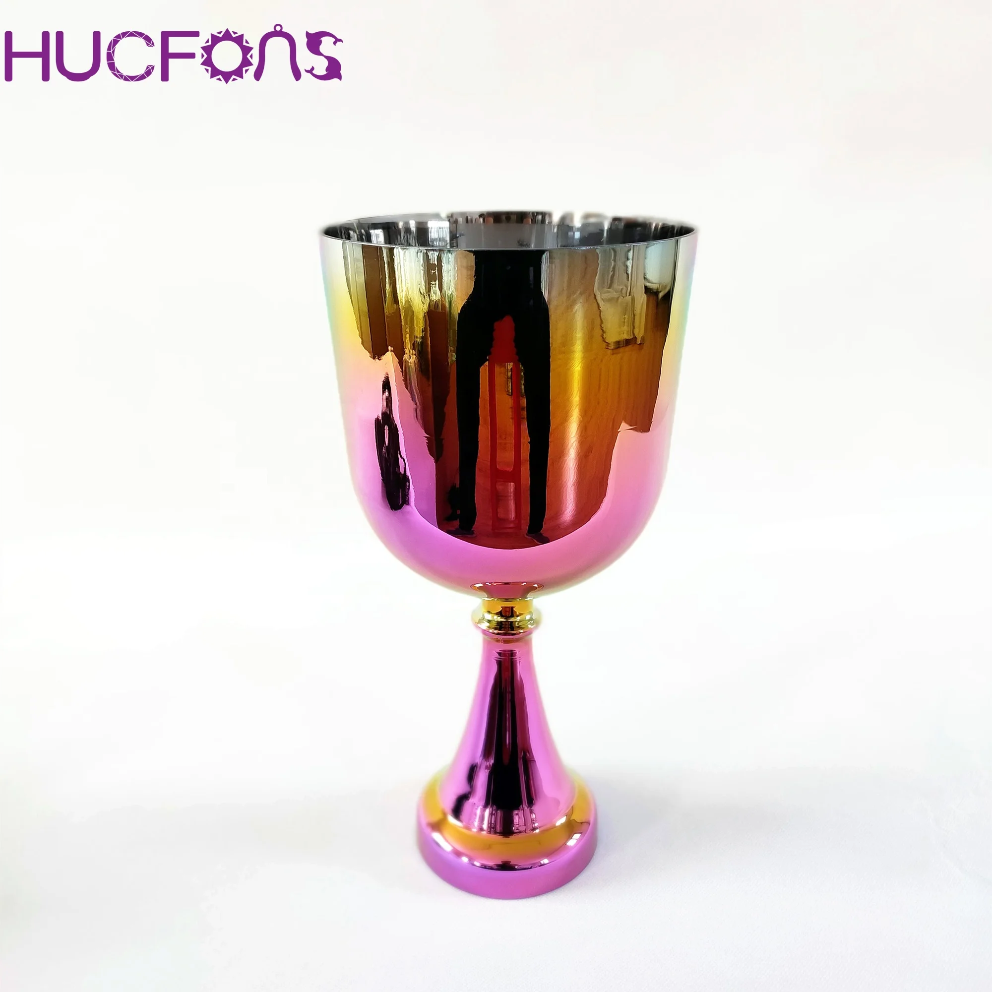 HF Titanium Plated Colorful Sound Healing Grail Crystal Singing Bowls 432hz 440hz Quartz Chalice Music Instrument Crystal Bowls
