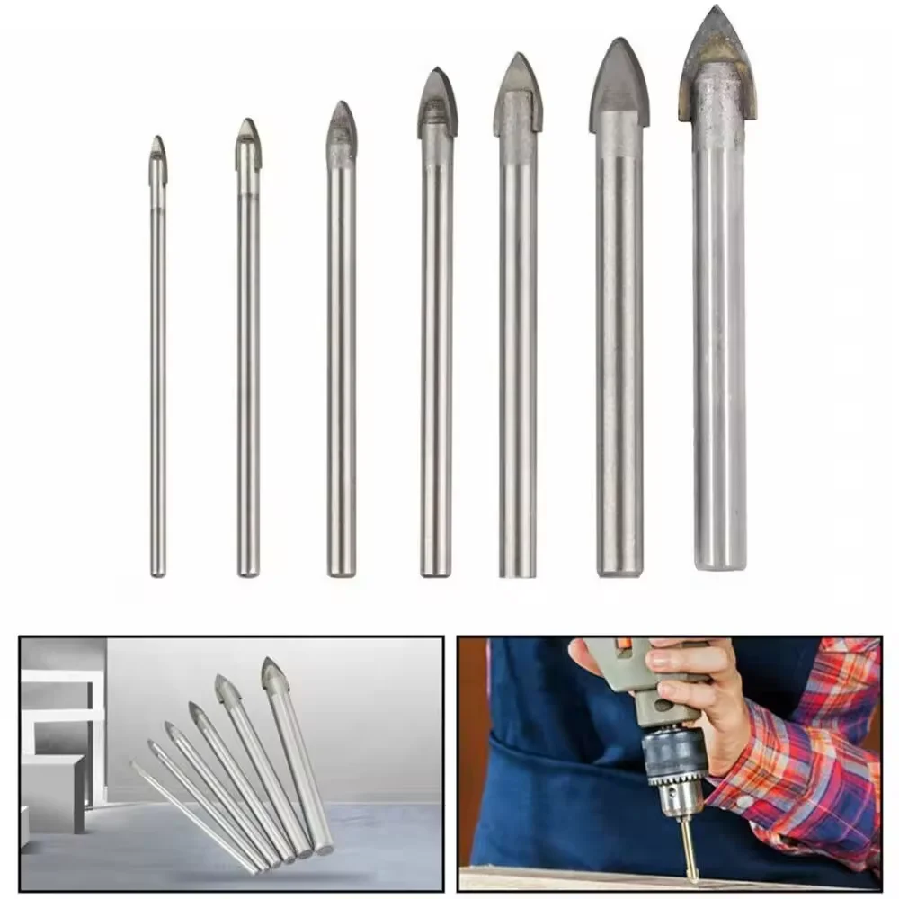 YG8/6 Sand Blasted Straight Shank Single Carbide Tip Glass Drill Bit for Glass Ceramic Porcelain Tile Drilling