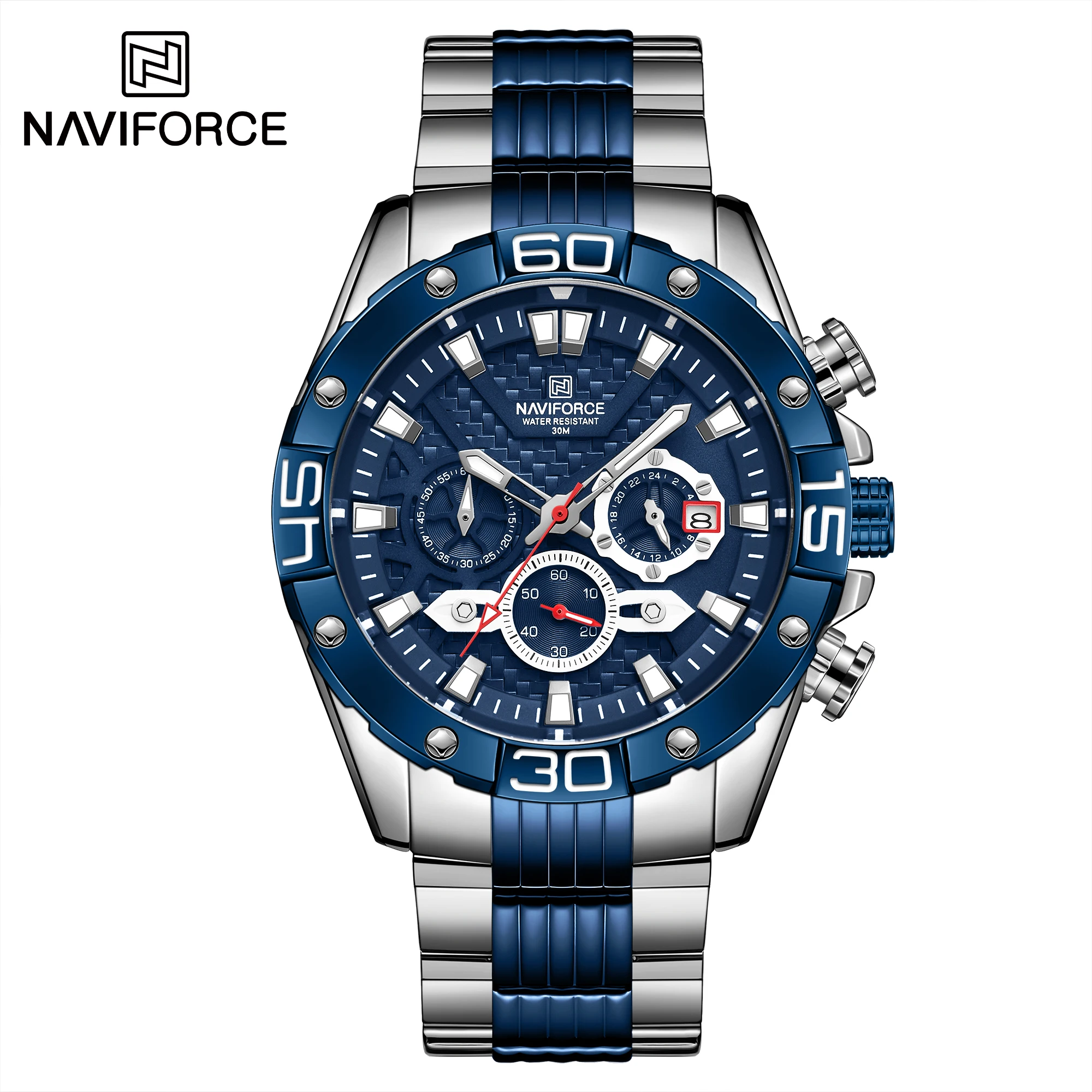 NAVIFORCE NF8019 high quality made in china men hour stylish Stainless steel  band waterproof watch character Casual wrist watch