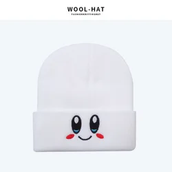 New pink star Kirby embroidery children beanie expression wild wool hat fall winter casual cute knit hat children