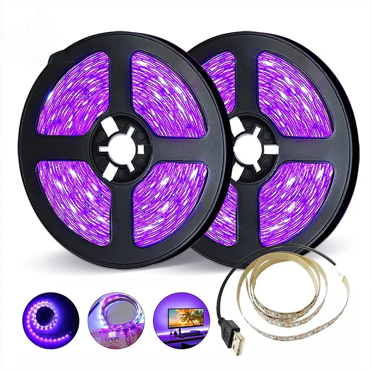 UVC UVB LED Strip Light 254 nm 265nm 275nm 280nm 310 nm UVB UVC Smd 3535 Sterilize Led Strip DC12V 24V With CE ROHS ETL Approved