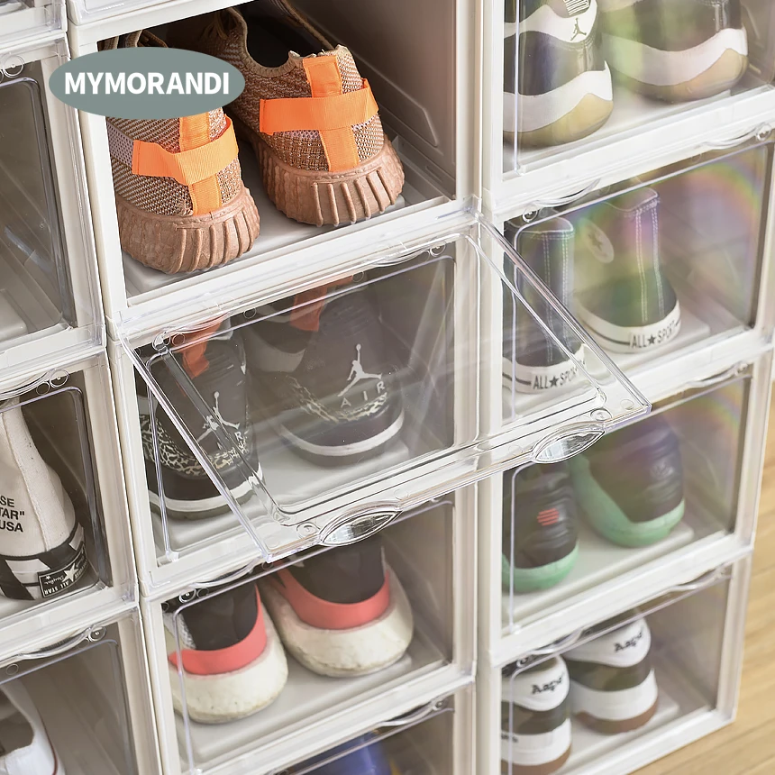 Прочный полипропиленовый прозрачный компактный бокс для хранения обуви, коробка для демонстрации обуви, пластиковая коробка для обуви для гостиной, спальни