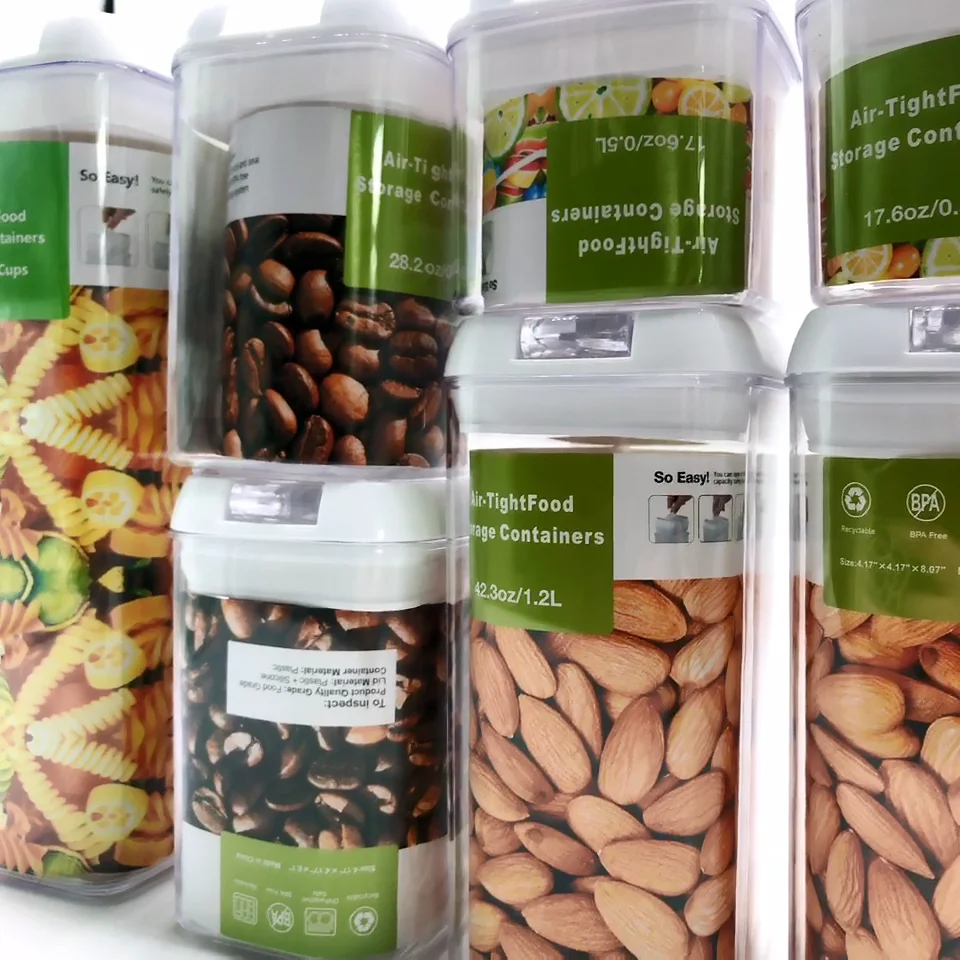 Герметичный контейнер для хранения пищевых продуктов, 7 шт., контейнеры для кухни и кладовой, прозрачные пластиковые канистры для хлопьев без бисфенола