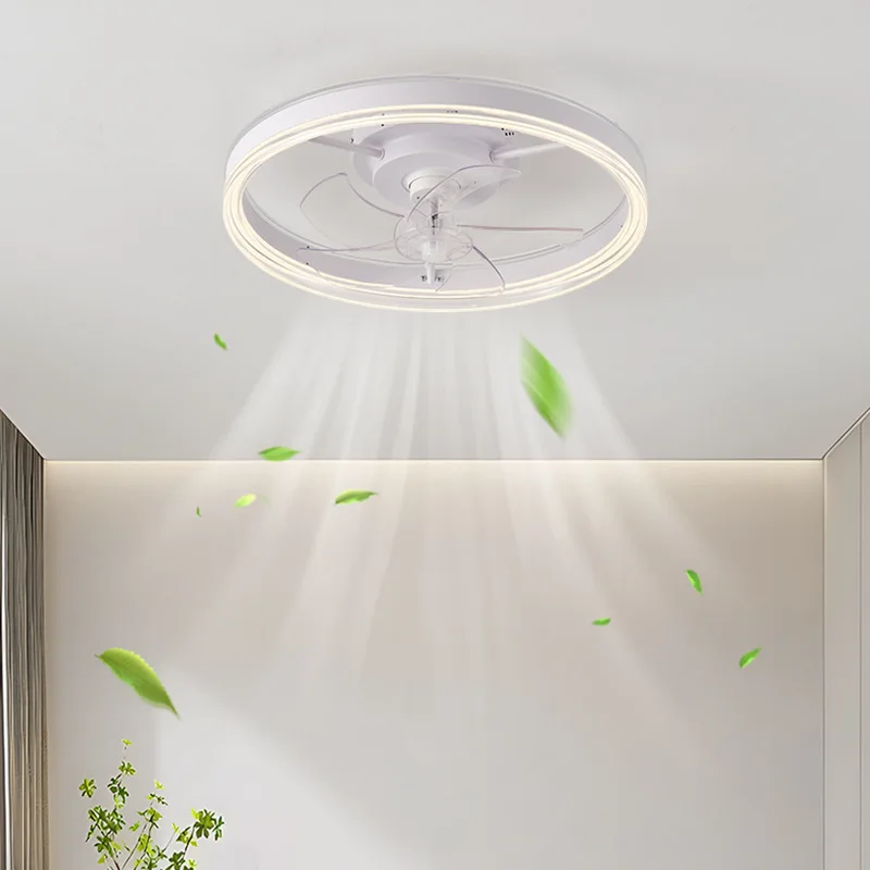 RGB-F2014 20in Modern Ceiling Fan Light,Dimmable Flush Mount LED Fan Light, White Fandelier Ceiling Fans with Lights for Bedroom