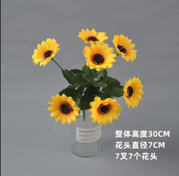 Wholesale multi-sizes Artificial sunflowers single Yellow Flower Bouquet small large Artificial Sunflower For Outdoors Decor