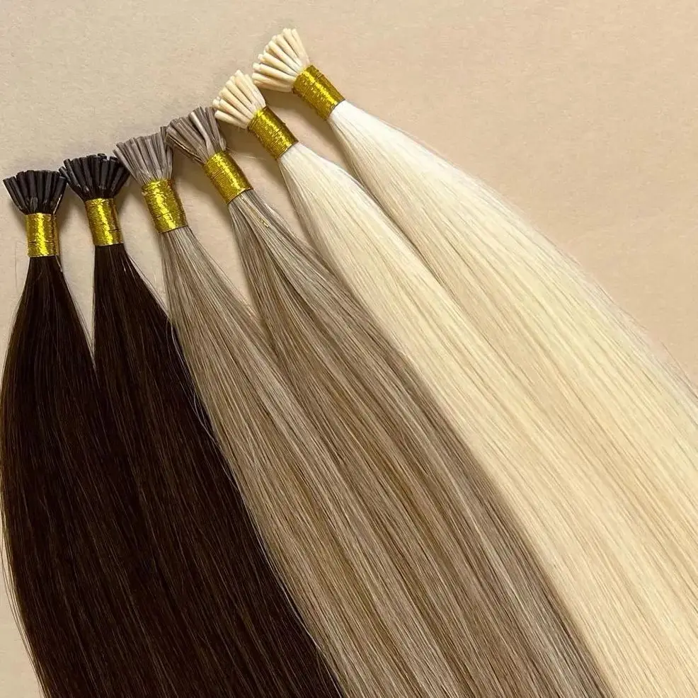 Wholesale High Quality Water Wave Virgin Hair Weave Bundles Pre Bonded Microlinks Keratin Capsule I Tip Human Hair Extensions