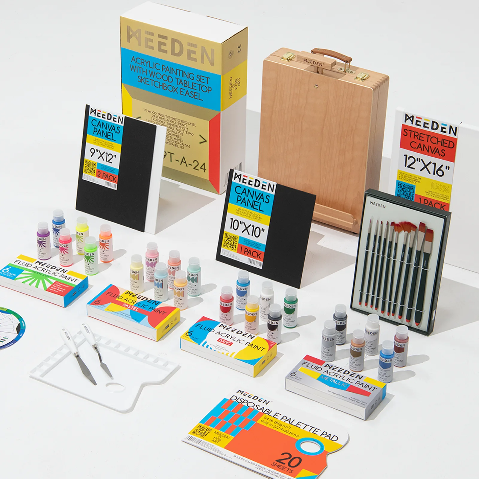 MEEDEN [2022 Release] Acrylic Painting Set Art Painting Kit with Tabletop Easel Box Art Painting Supplies for Artists, Beginners