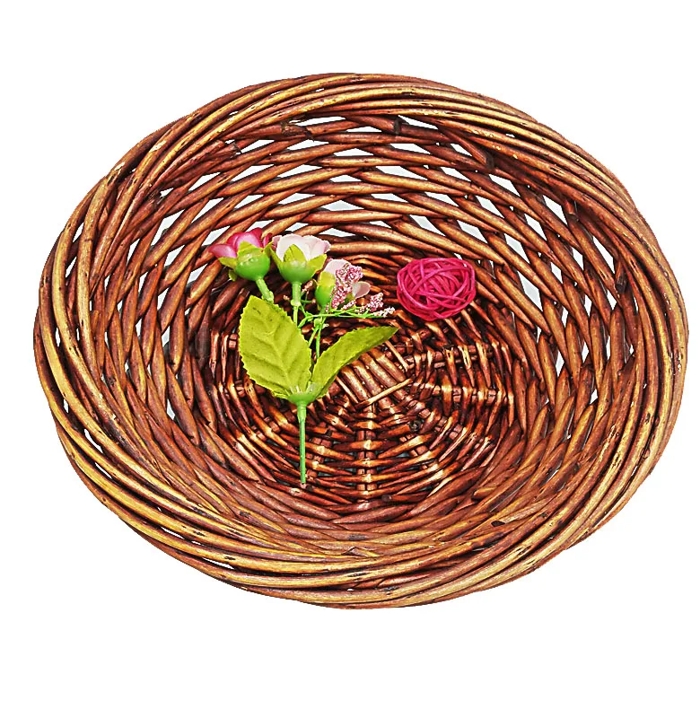 Hot Sale Handmade Wicker/Willow Fruit Basket Three-Color Decorative Handweaving