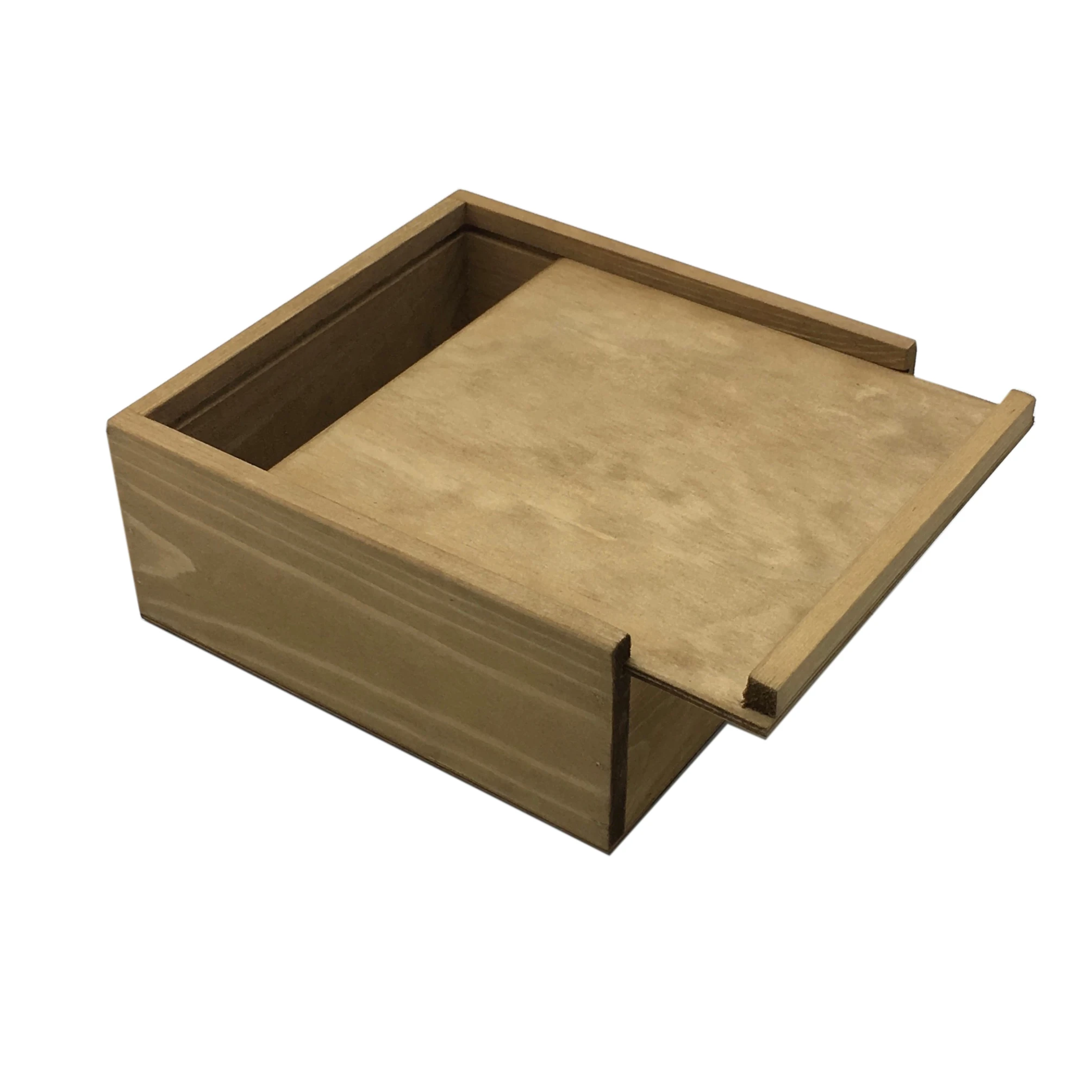 Factory Wholesale Custom Pine Wooden Gift Box With Sliding Lid Unfinished Wooden Boxes with Sliding Lid