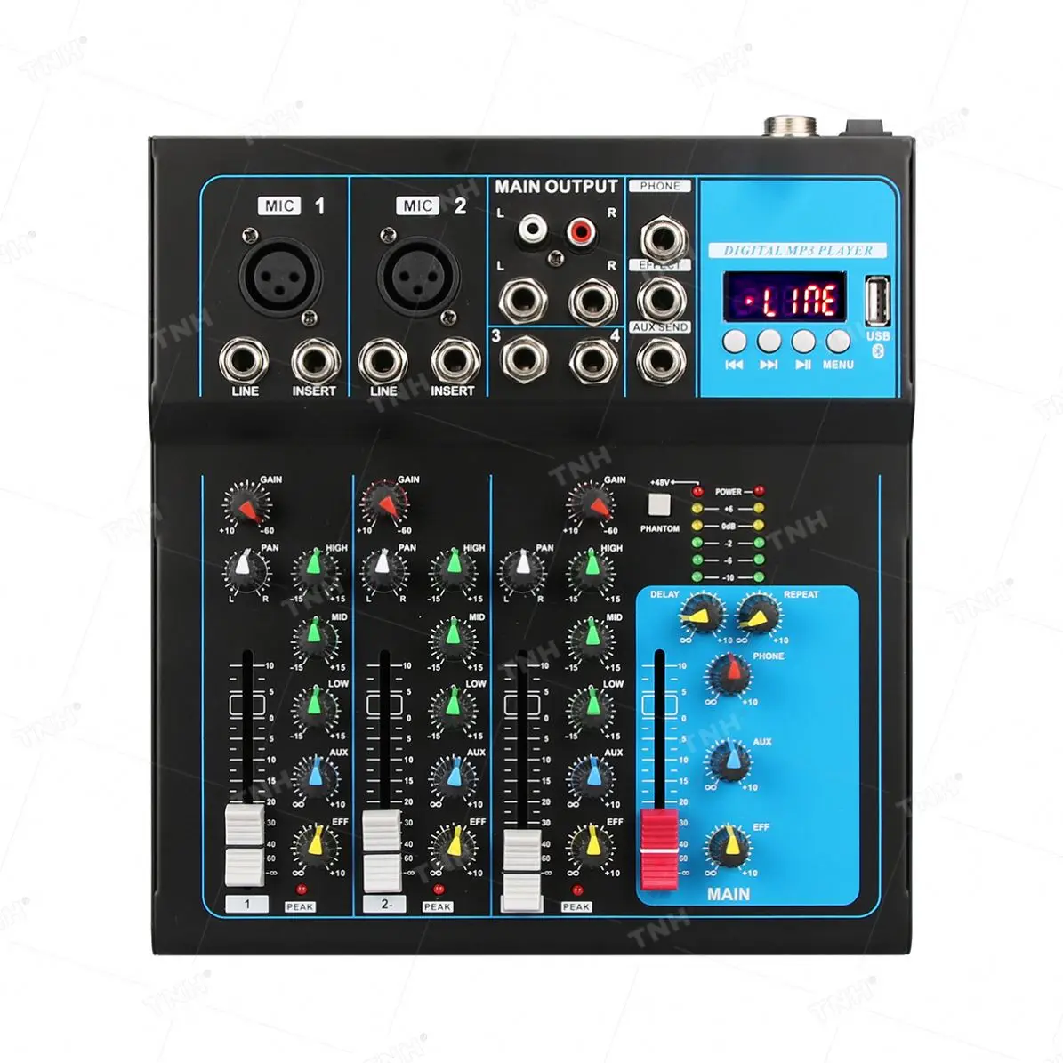 F4 Professional DJ Controller/Audio Console Mixer Digital Audio Sound Card Mixer 4 Channlel Mic/Line Audio Music Console Mixer