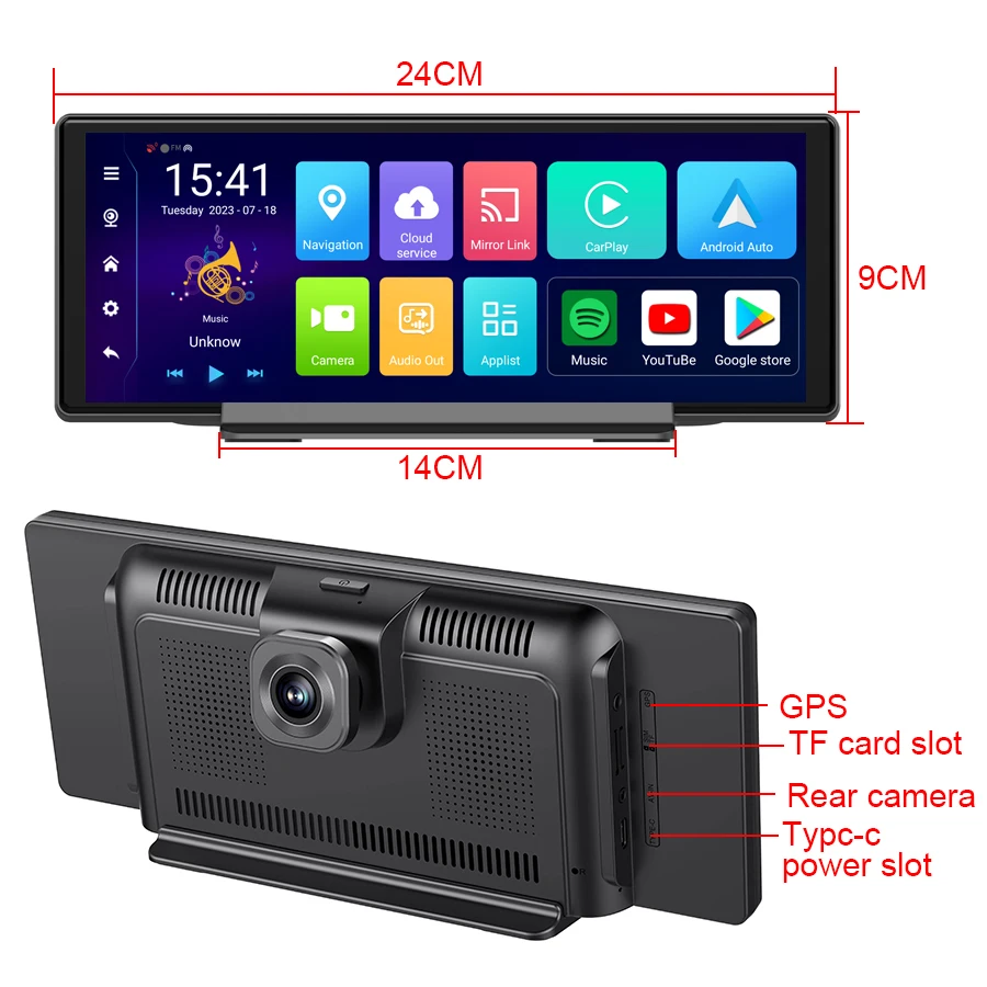 10.26 inch Car Black Box Android 13 4G ADAS Dual lens Dash Camera 1080P Recorder With Wifi GPS Navigation Dash Cam 4+64GB