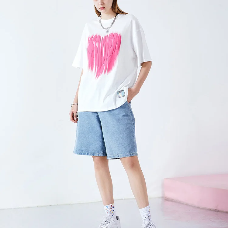 Hot sale summer heavyweight printing graphic t shirts 100% cotton short sleeve plus size 3d puffs print t shirt