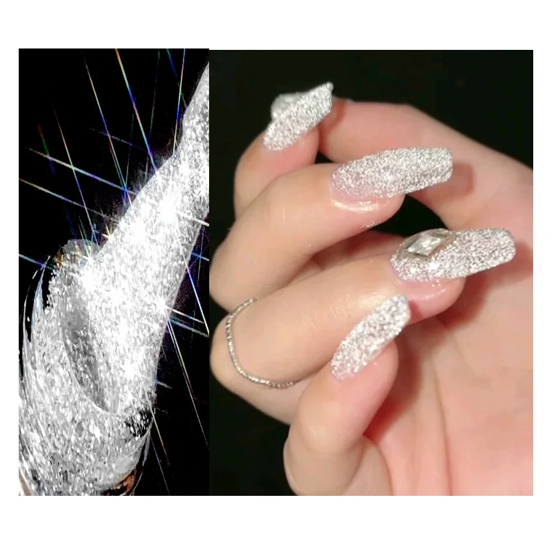 15ML Glitter Gel Nail Polish Carat Diamond Reflective Gel Semi Permanent UV Varnish Gel Nail Art Effect Nail
