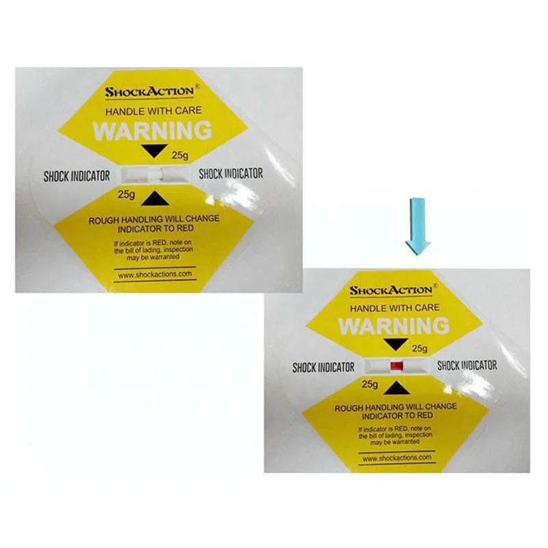 Shockaction Packaging Impact Label Shock Indicator - Different Sensitivities Available