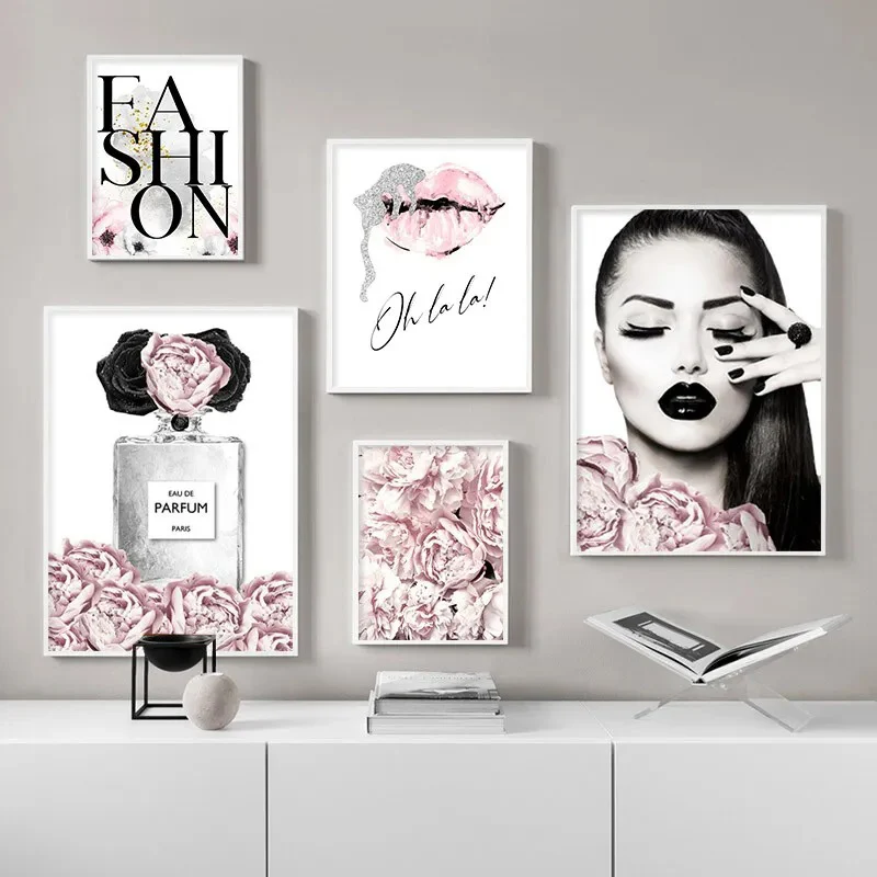 Guanjun prominent letter painting cosmetics poster wall art make up beauty woman canvas painting