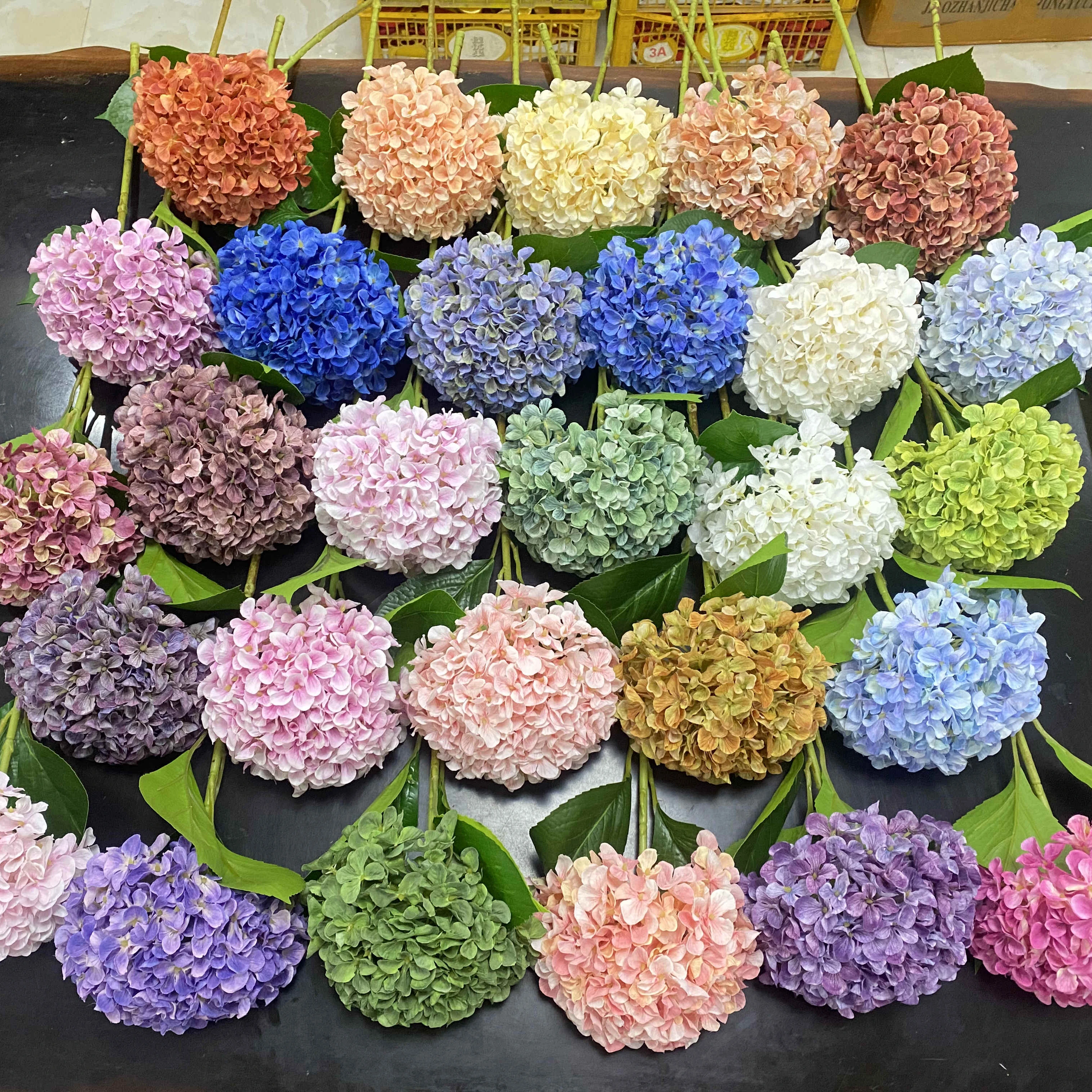 EG-A095 high quality Living room table decoration Single leaf flowers sun protection real touch artificial Hydrangea Flower