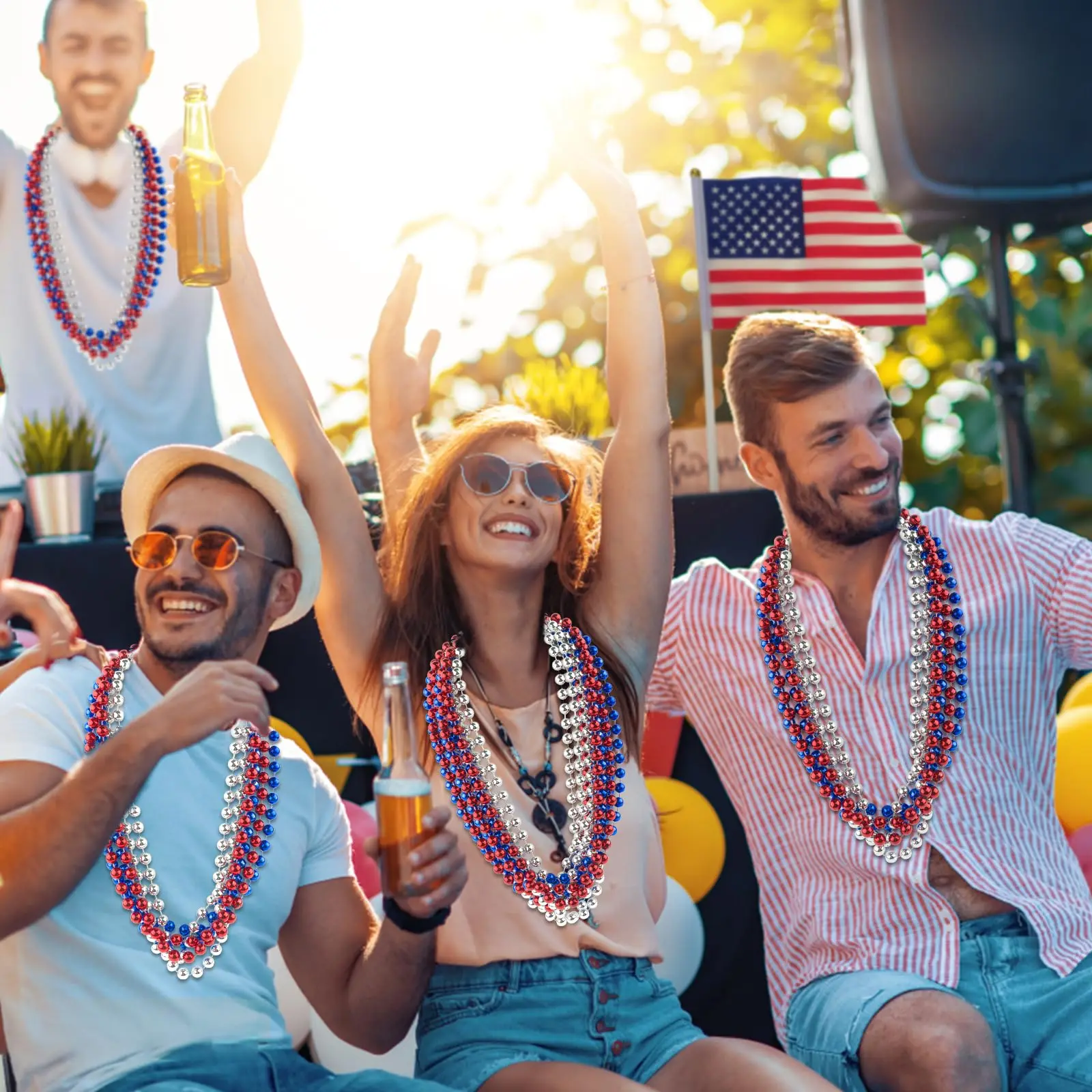 33 Inch 12 mm Metallic Red Bead Necklaces Mardi Gras Beads Bulk Round Beaded Necklaces Costume Mardi Gras Necklace