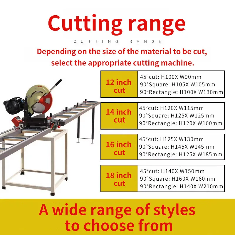 12 14 16 18 inch 45/90 degree Multipurpose Portable saw cutting machine for aluminum windows and doors cutting