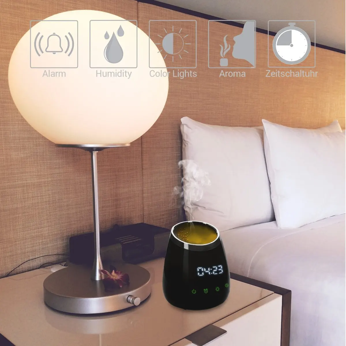 SOICARE smart diffuser aromatherapy ultrasonic aroma diffuser with alarm clock