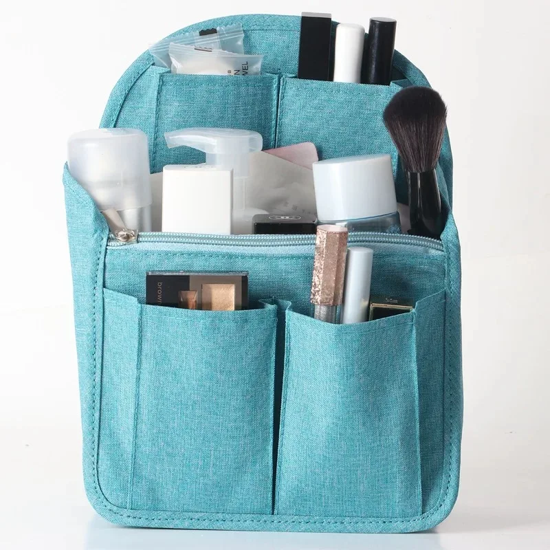 Custom Logo Nylon Insert bag organizer for Backpack multi-pocket inner bag for women handbag cosmetic storage bag