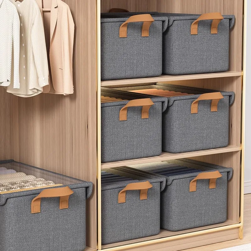 TS Wardrobe Clothes Organizer Foldable Drawer Organizers for Clothing Jean Closet Organizers and Storage Bins with Clear Lid