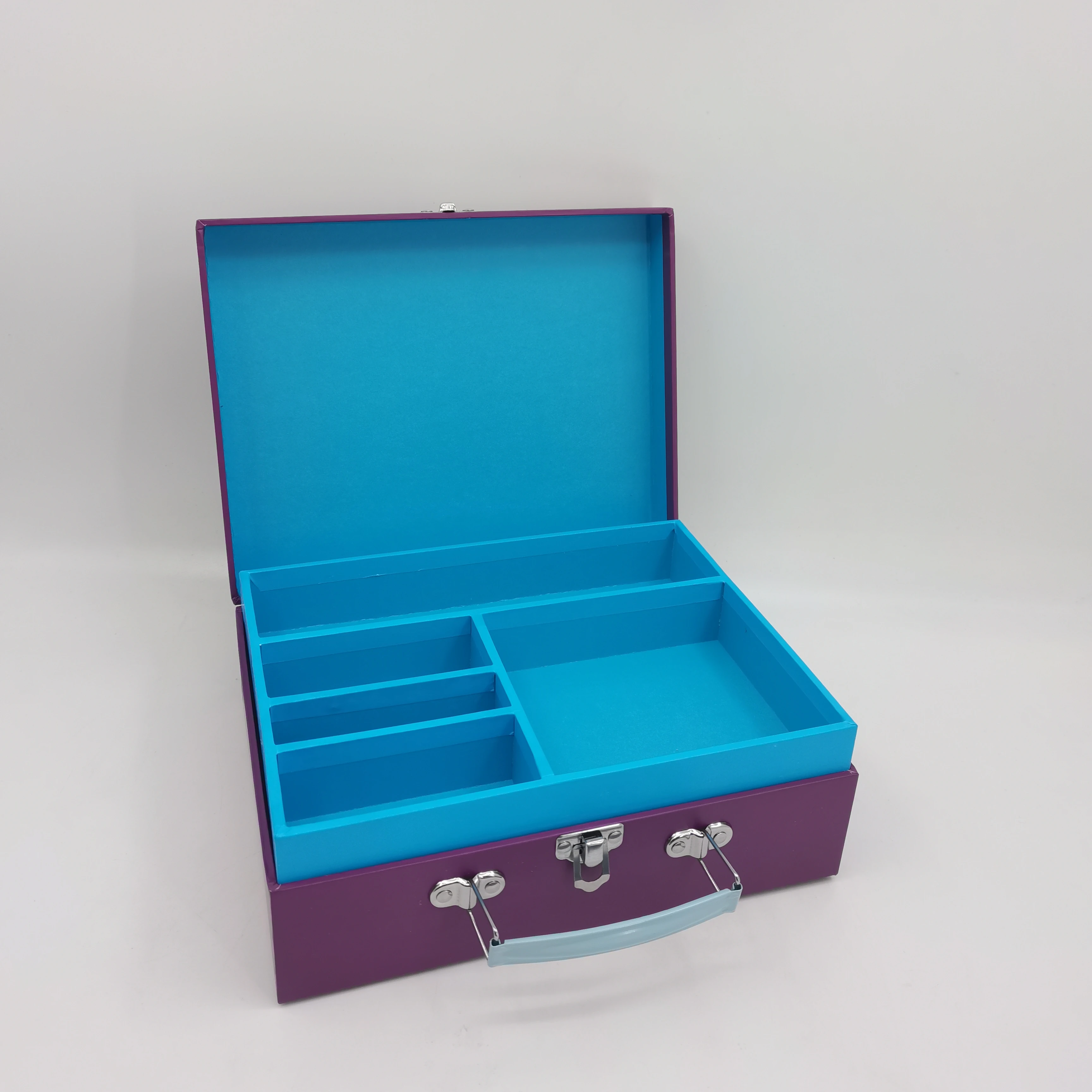 Manufacturer Cardboard Suitcase Packaging Box Red Color Custom Paper Kraft Pink Paper Gift Box with Magnetic Lid Handle Shopping