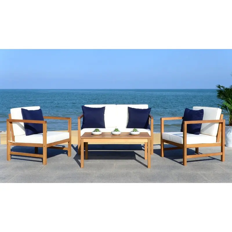 Garden Outdoor Furniture 4 Piece Patio Rattan Sofa Seating Group With Cushions