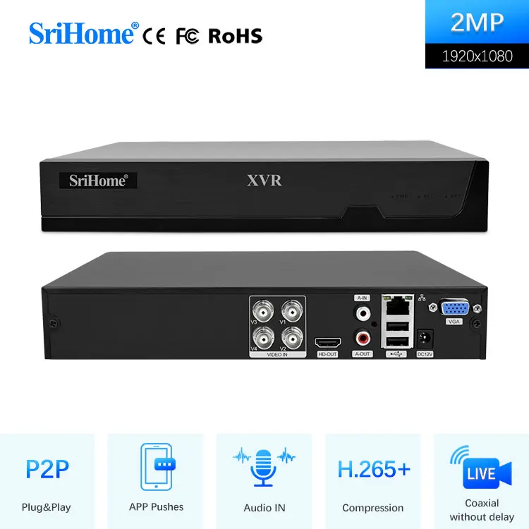 2023 SriHome горячая Распродажа cctv камера 1080P HD 4CH система камер видеонаблюдения Система