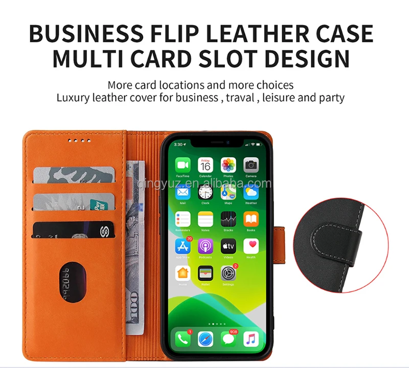 High Quality Leather Flip Wallet Mobile Phone Case For iPhone 12 Pro max PU Leather Book Flip Cover for iPhone 13 Pro max