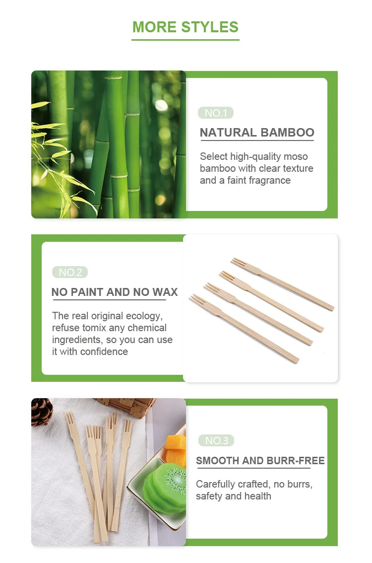 Wholesale 100% Biodegradable Bamboo Fruit Fork Disposable Forks